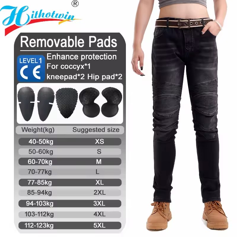Motorcycle Gear Women Pants - Женские мотоциклетные джинсы, черные брюки для