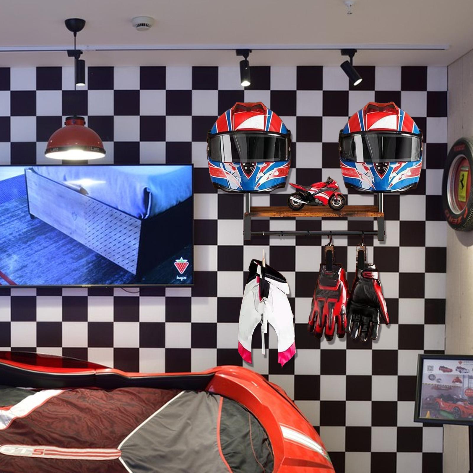 Motorcycle Gear Display Rack - Деревянная стойка для мотоциклетного шлема, настенная