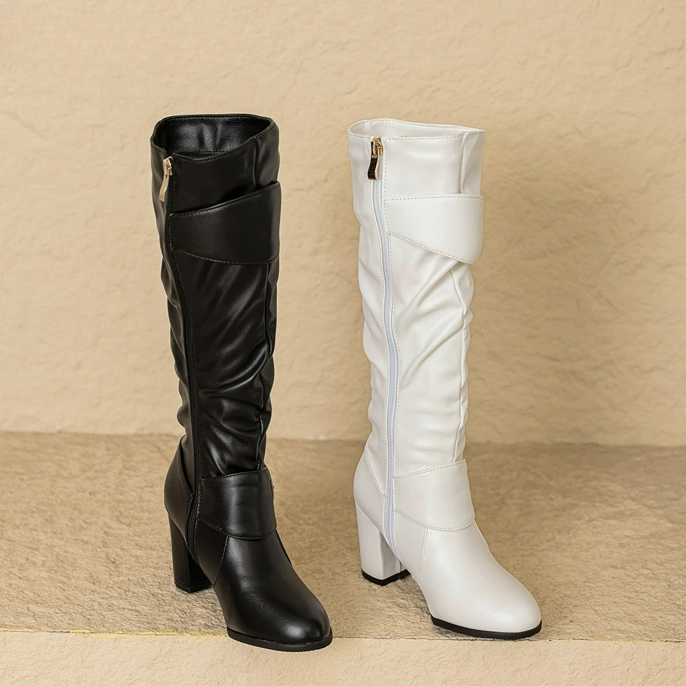 Riding Boot Short - Новые зимние милые черно-белые женские сапоги