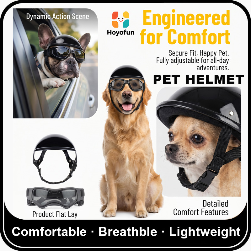 Motorcycle Gear For Dogs - Комплект: мотоциклетный шлем и очки для