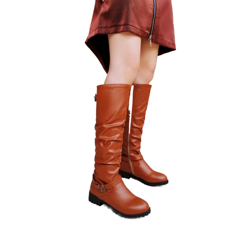 Riding Boot Short - Женские модные плиссированные сапоги до колена